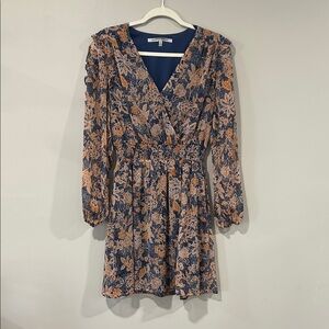 Collective Concepts Navy and Orange Floral Dress